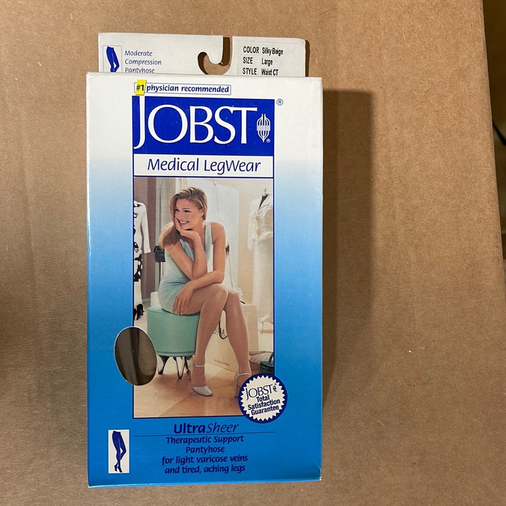 Jobst UltraSheer 15-20mmHg support pantyhose -Silky Beige in Large BNIB